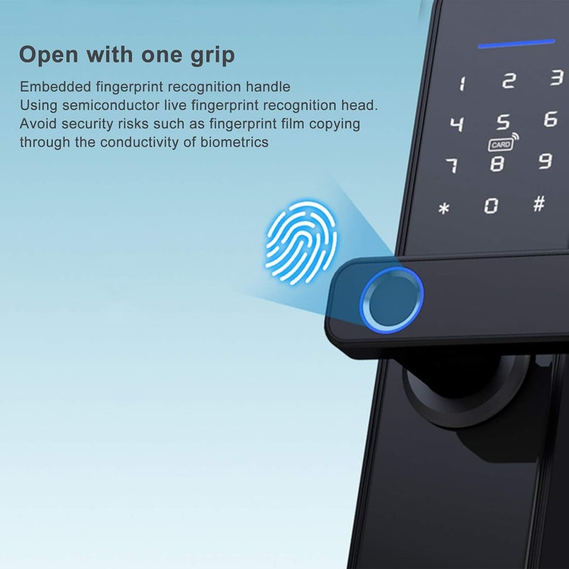 woobles Smart Door Lock Fingerprint Card Password Keys Unlocking Waterproof Security Anti-theft Lock Wifi Electronic Handle with Backlit Touch Panel for Tuya - Image 3